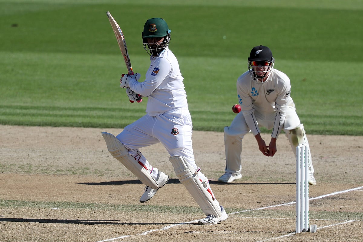 Tamim Iqbal of Bangladesh (L) bats during day three of the first cricket Test match between New Zealand and Bangladesh at Seddon Park in Hamilton on 2 March 2019. Photo: AFP