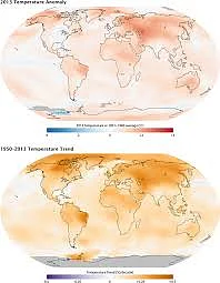 Global temperature anomaly image collected