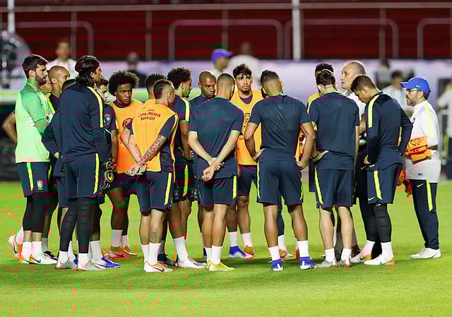 Brazil coach Tite and his team during training before the Copa America match at Morumbi Stadium, Sao Paulo, Brazil on 13 June 2019. Photo: Reuters