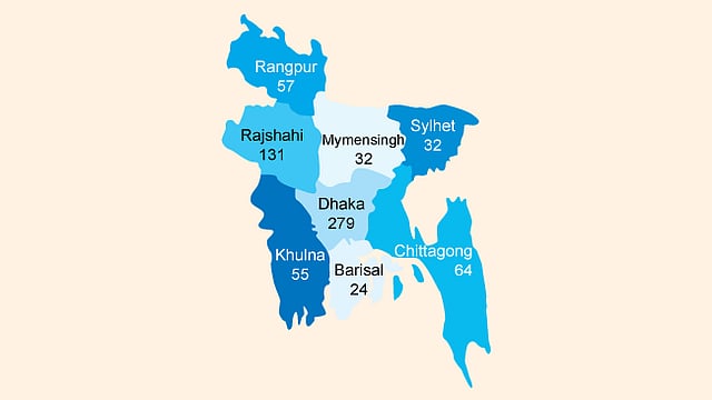 Map of health education institutions. A Prothom Alo Illustration