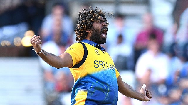 Sri Lanka`s Lasith Malinga celebrates taking the wicket of England`s Jos Buttler for 10 runs during the 2019 Cricket World Cup group stage match between England and Sri Lanka at Headingley in Leeds, northern England, on 21 June 2019. Photo: AFP