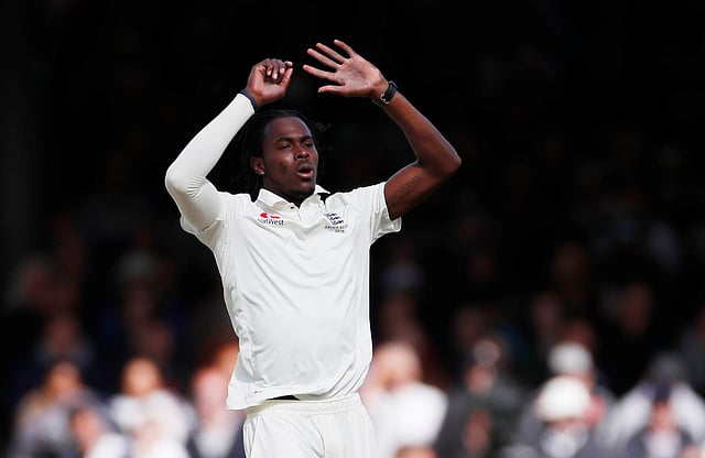 England`s Jofra Archer reacts in second Ashes Test in Lord`s Cricket Ground, London, Britain on 18 August, 2019. Photo: Reuters