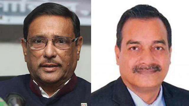 Awami League general secretary Obaidul Quader and BNP lawmaker Harunur Rashid. File photo