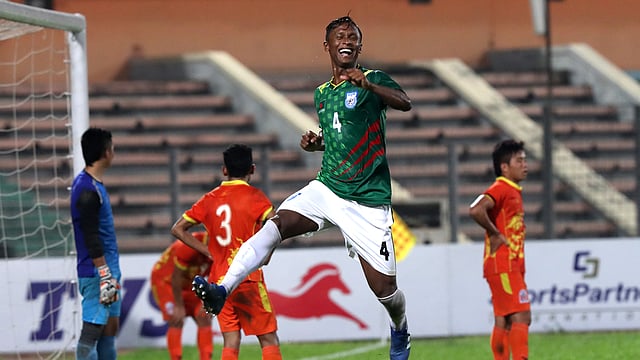 Yeasin scores brace as Bangladesh beat Bhutan. Photo Shamsul Haq