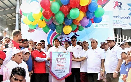 Ministry of youth and sports brought out a youth rally at Sheikh Russel Roller Skating Complex which ended at the secretariat on Friday. Photo: BSS