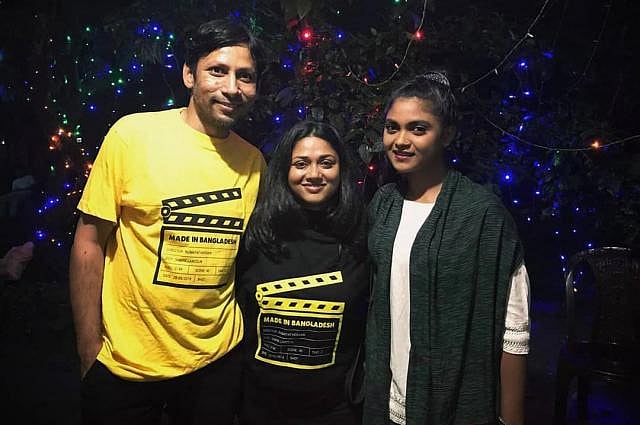 Actor Mustafa Monowar and Rikita Nandini of ‘Made in bangladesh’ with Rubaiyat Hossain. Photo: Facebook
