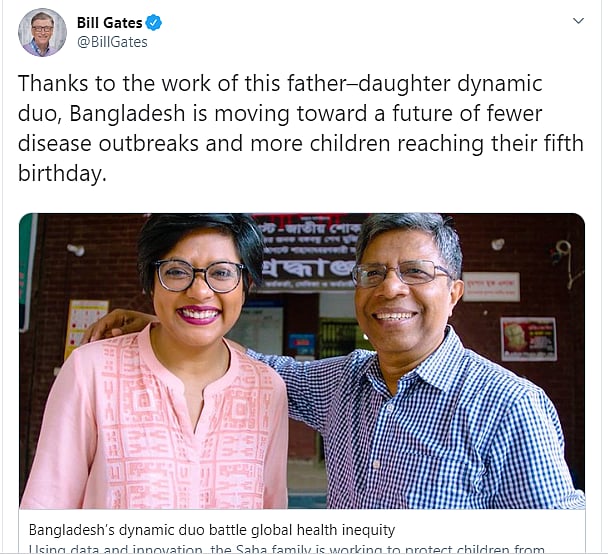 Bill Gates Tweets on Samir Saha.