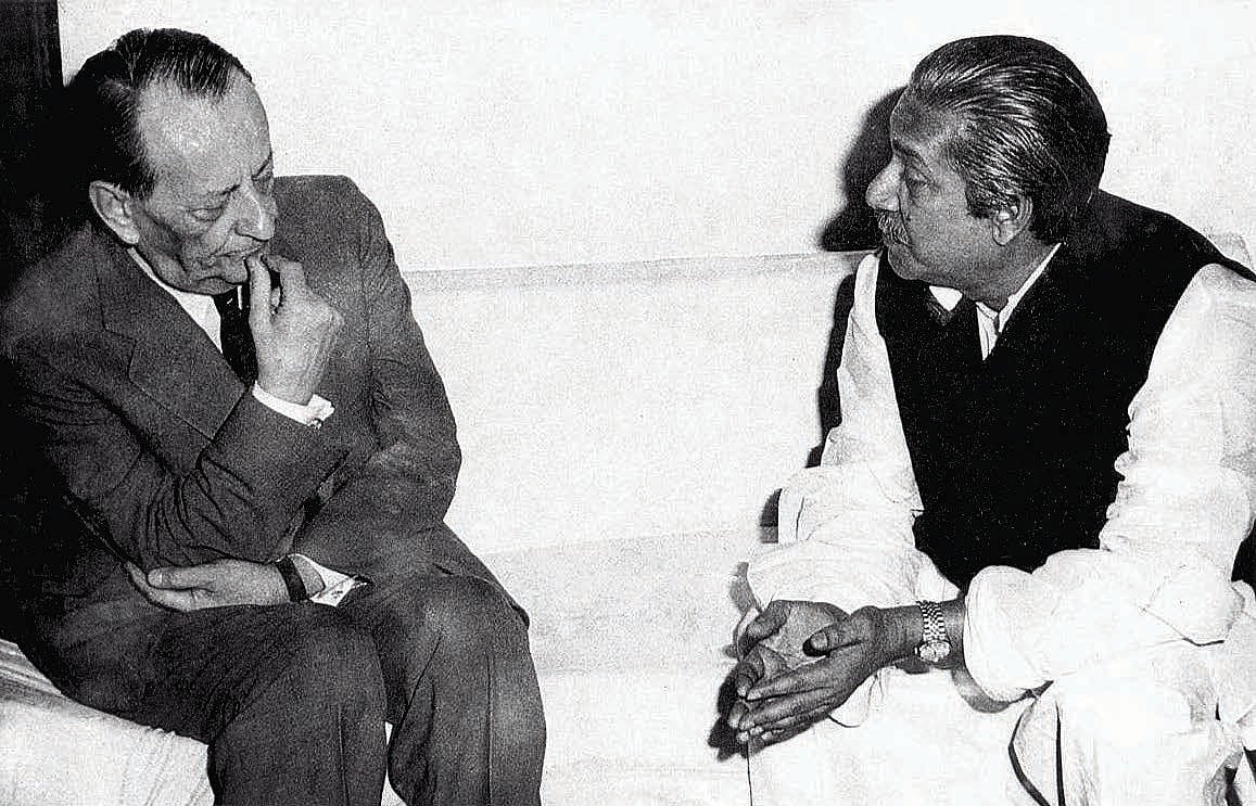 Andre Malraux with Bangabandhu Sheikh Mujibur Rahman.