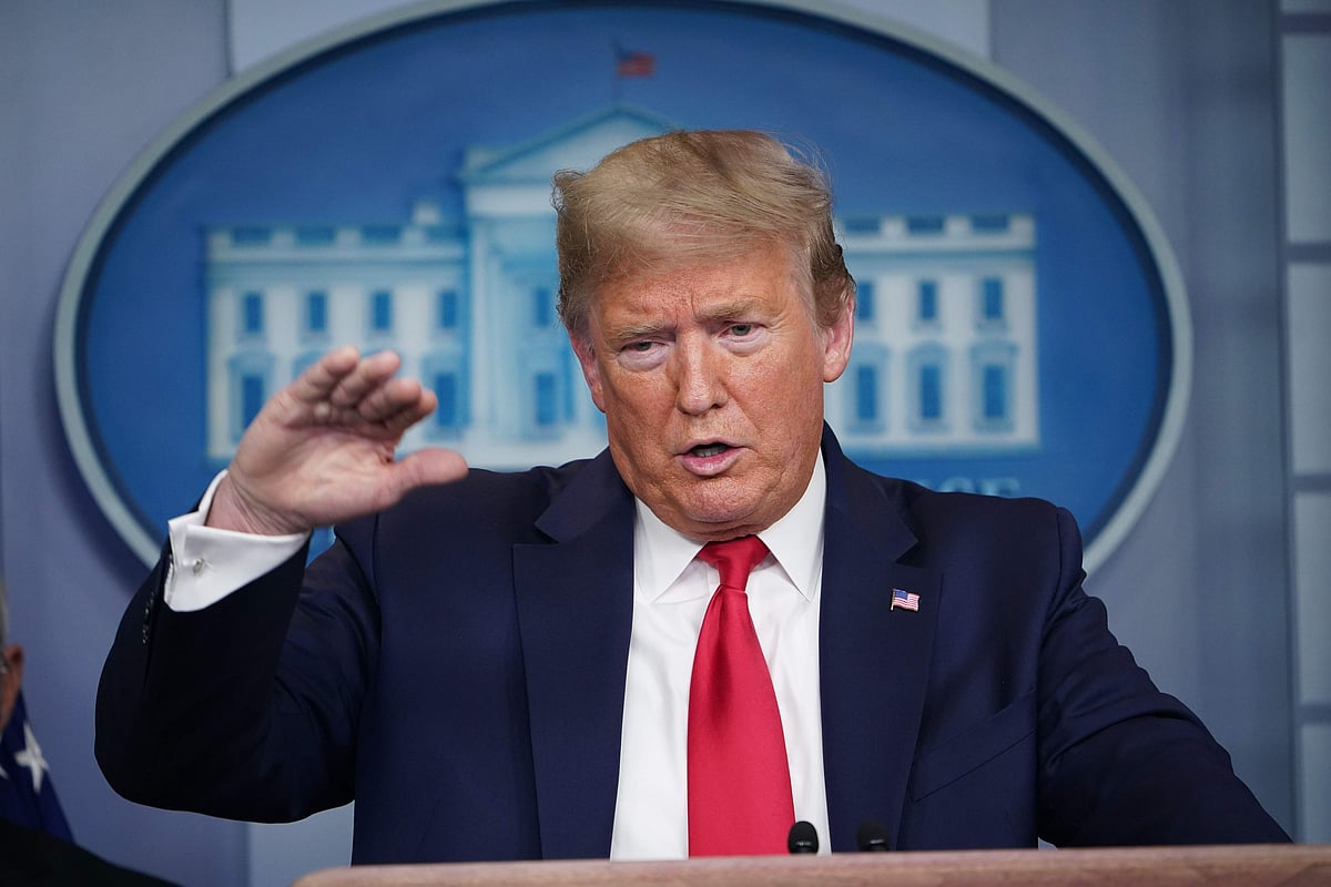 US president Donald Trump answers a questions during the daily briefing on the novel coronavirus, COVID-19, at the White House on 24 March 2020, in Washington, DC.
