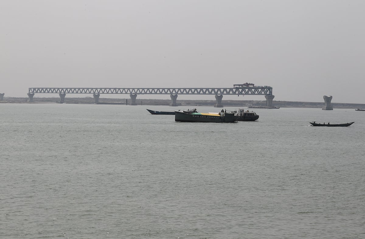 The bridge is underway over the Padma river