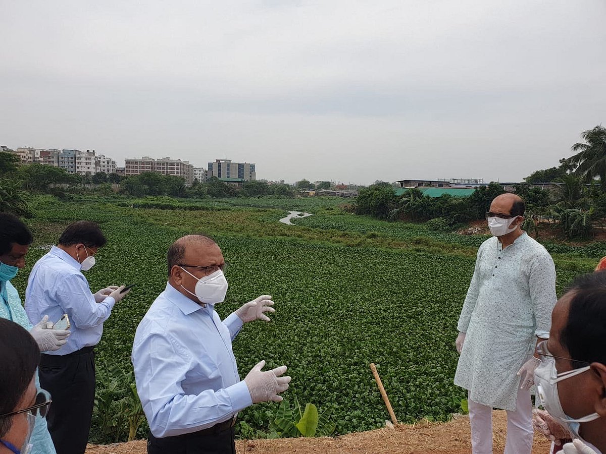 Local government and rural development minister Md Tazul Islam visits the canals fall under RAJUK, Dhaka WASA and Water Development Board in Uttara, Dhaka on 21 April 2020