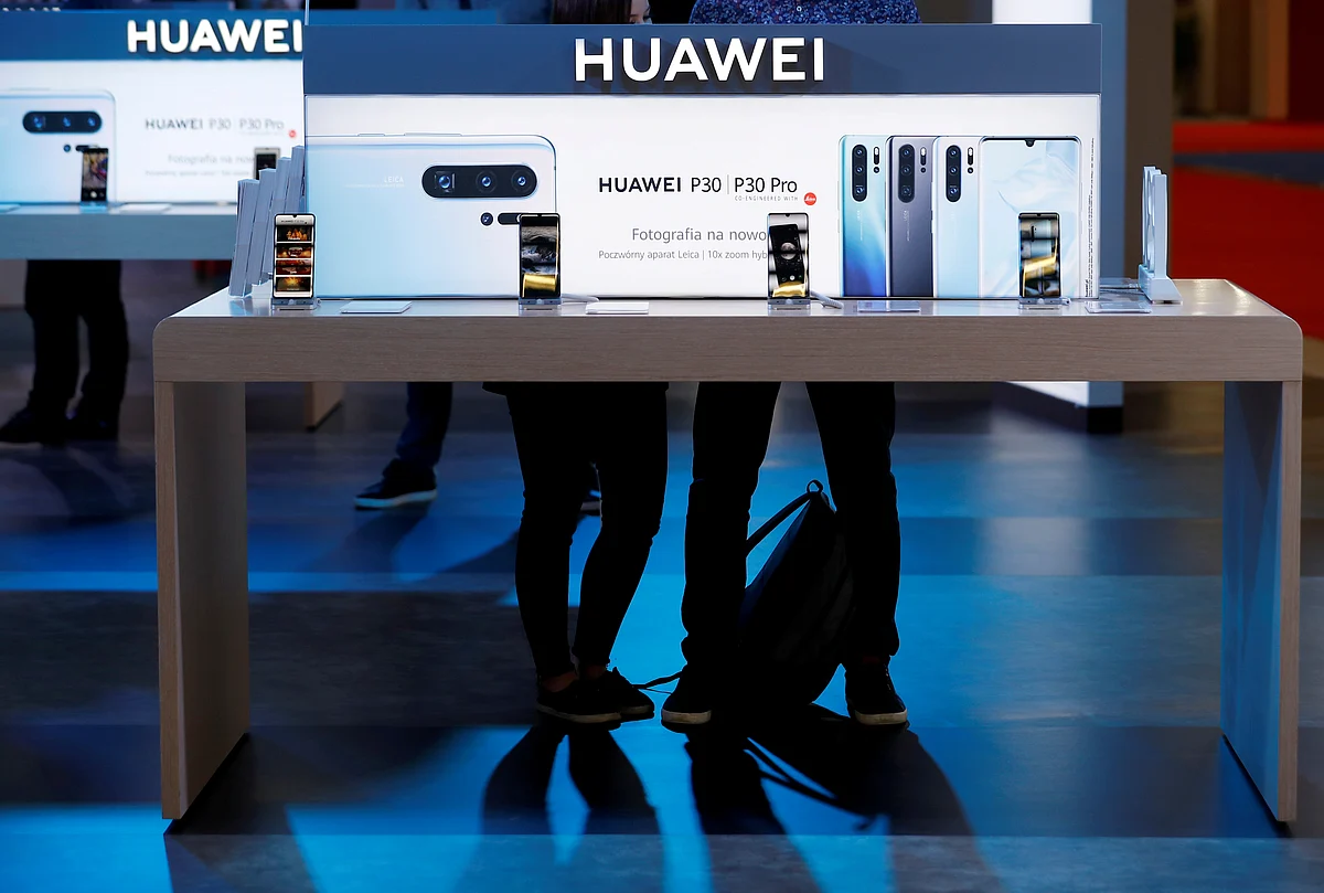 The Huawei logo is pictured on the company's stand during the 'Electronics Show - International Trade Fair for Consumer Electronics' at Ptak Warsaw Expo in Nadarzyn, Poland, on 10 May 2019