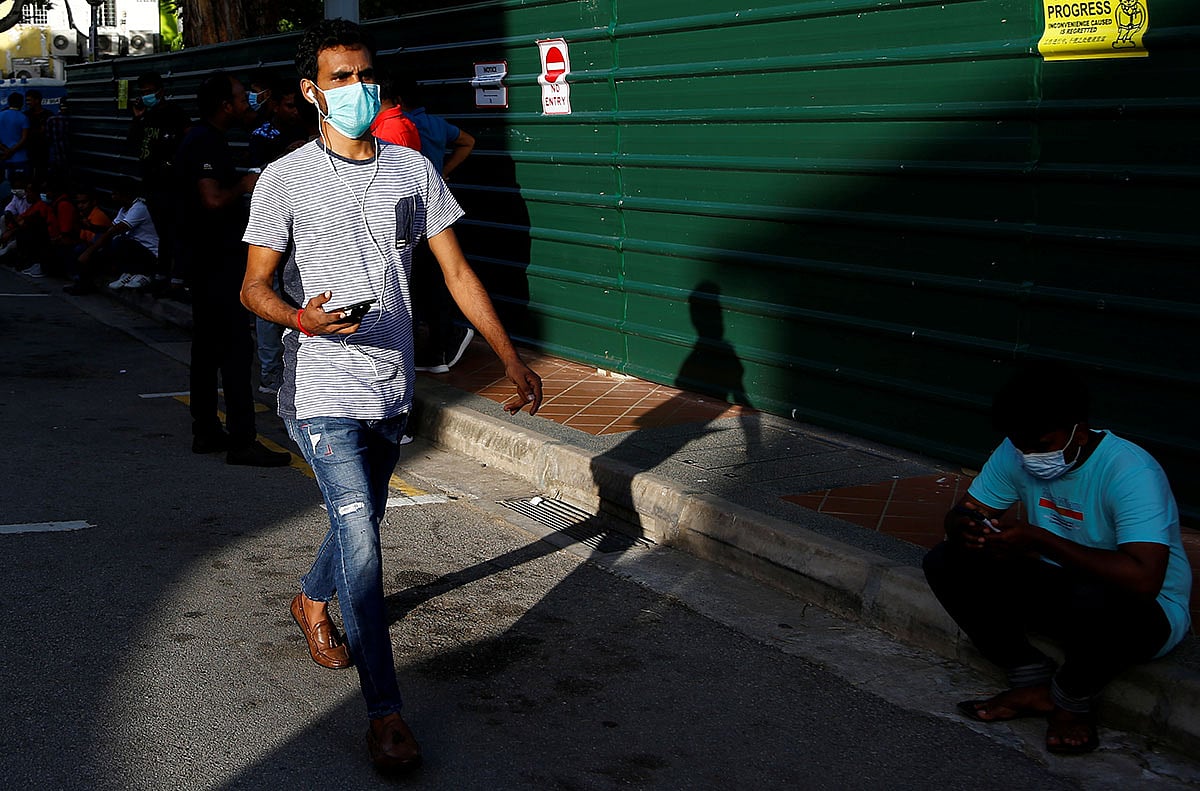 Migrant workers mostly from Bangladesh on their day off in Singapore on 23 February 2020.