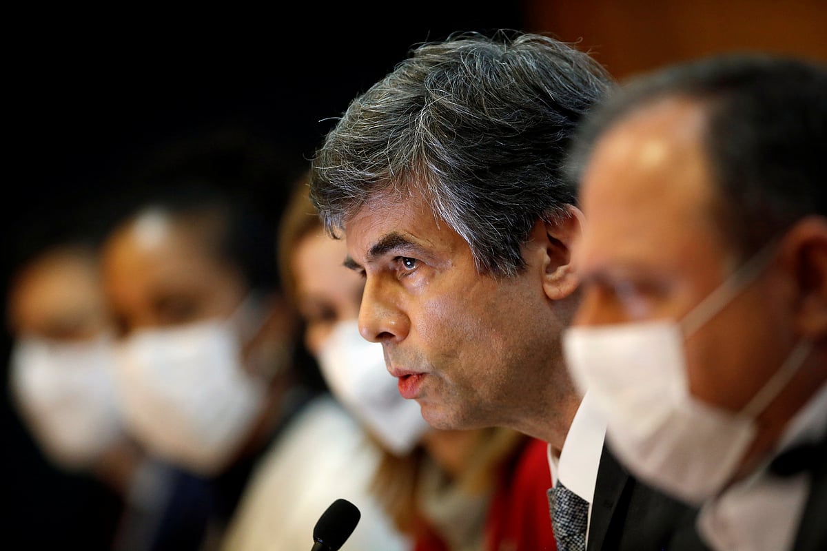 Brazil's health minister Nelson Teich speaks at a news conference, amid the coronavirus disease (COVID-19) outbreak in Brasilia, Brazil on 15 May 2020