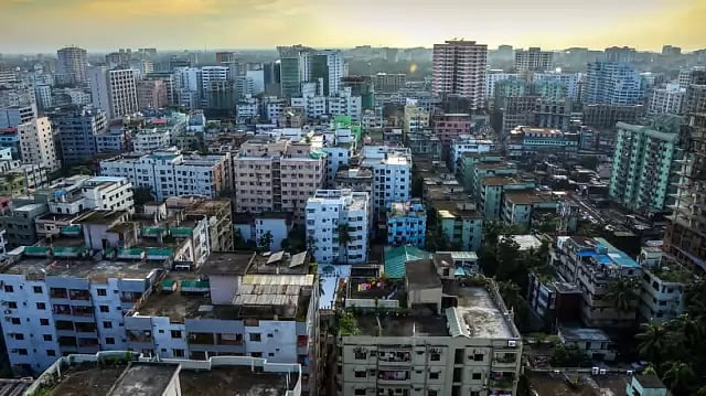 An aerial view of Dhaka