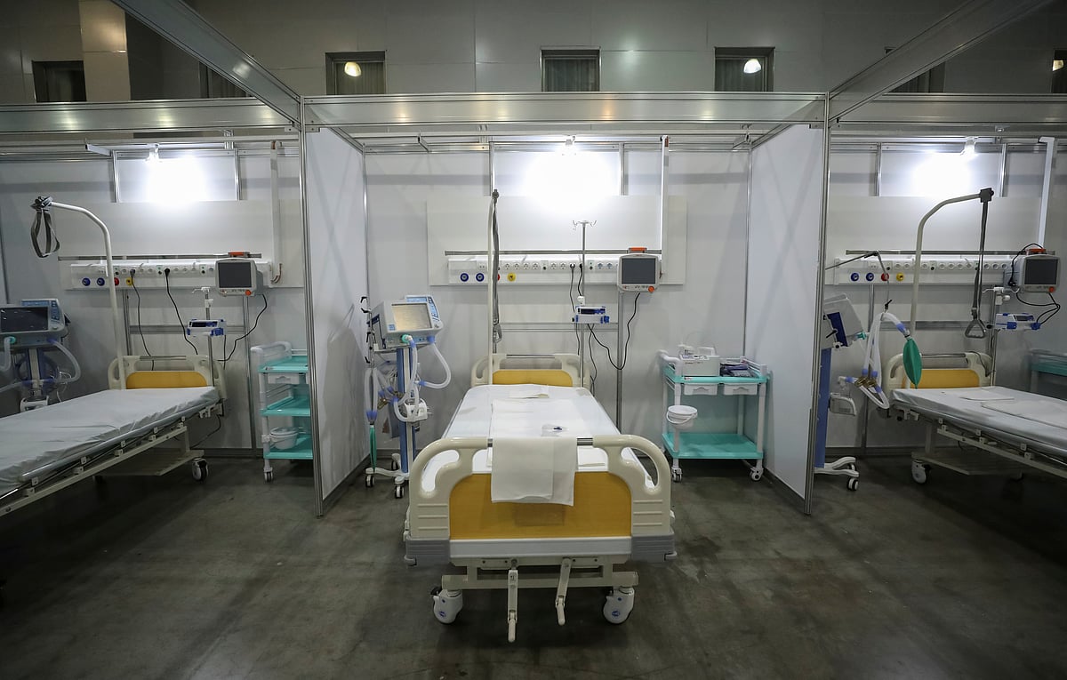 An interior view shows a pavilion of Crocus exhibition center following the decision of local authorities to turn it into a temporary hospital amid the coronavirus disease (COVID-19) outbreak in Moscow, Russia, 11 May 2020.
