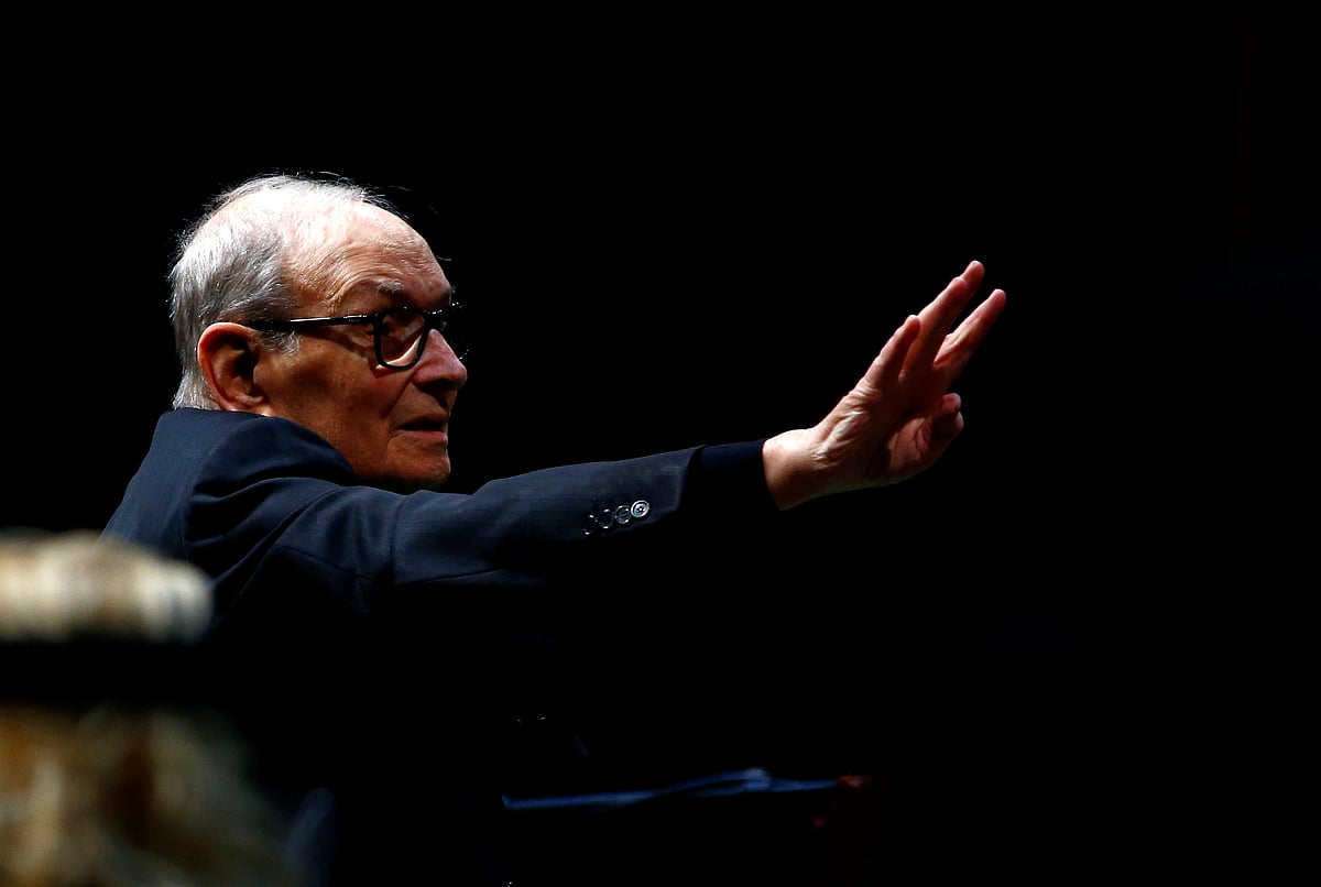 Italian composer Ennio Morricone conducts a concert in Berlin, Germany, 21 January 2019.