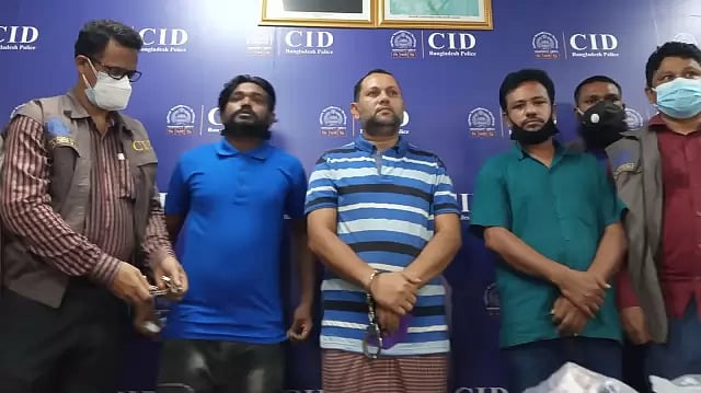 Azam Khan and his two associates with CID officials.