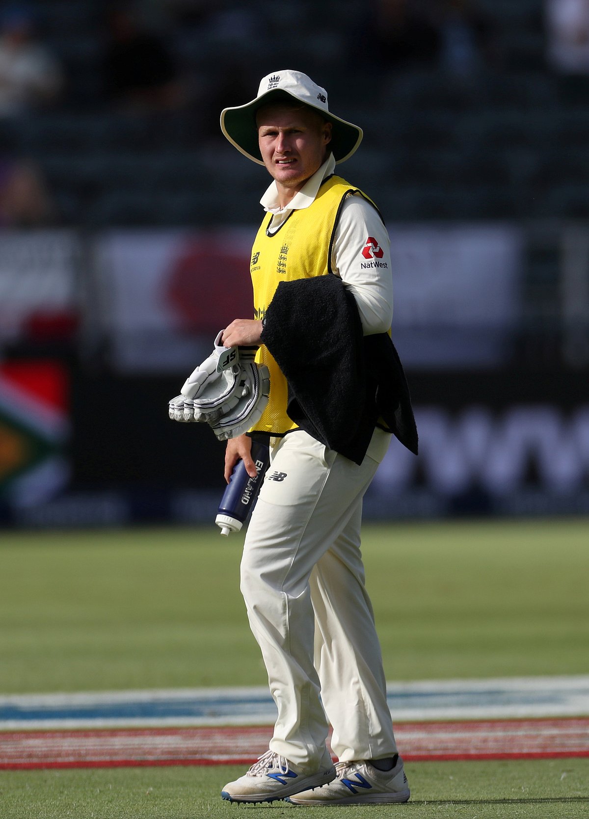 England's Matt Parkinson brings drinks out for teammates in Johannesburg, South Africa on January, 2020.