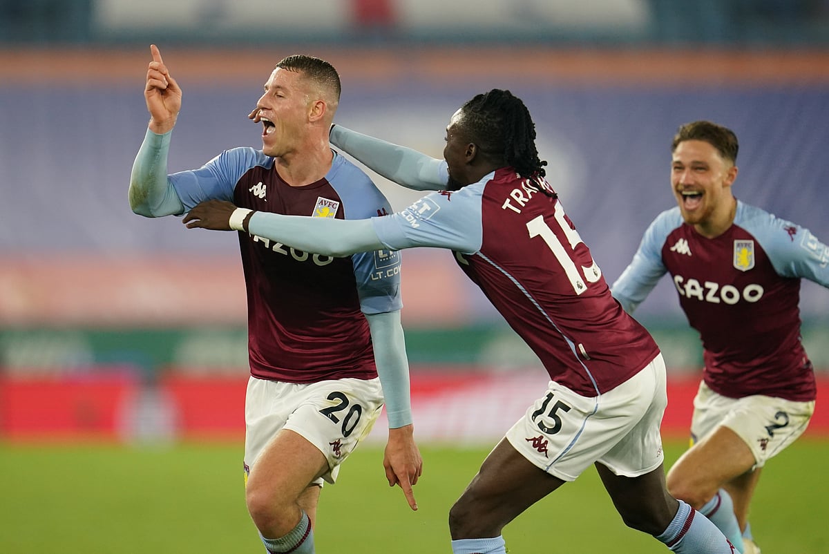Aston Villa's Ross Barkley celebrates scoring their first goal against Aston Villa at King Power Stadium, Leicester, Britain 18 October, 2020