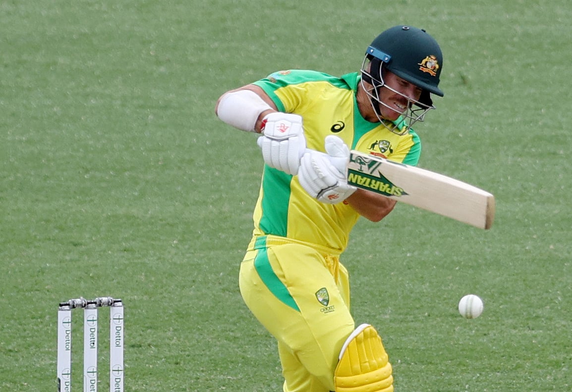 Australia's David Warner in action in the second One Day International against India at Sydney Cricket Ground, Sydney, Australia on 29 November 2020
