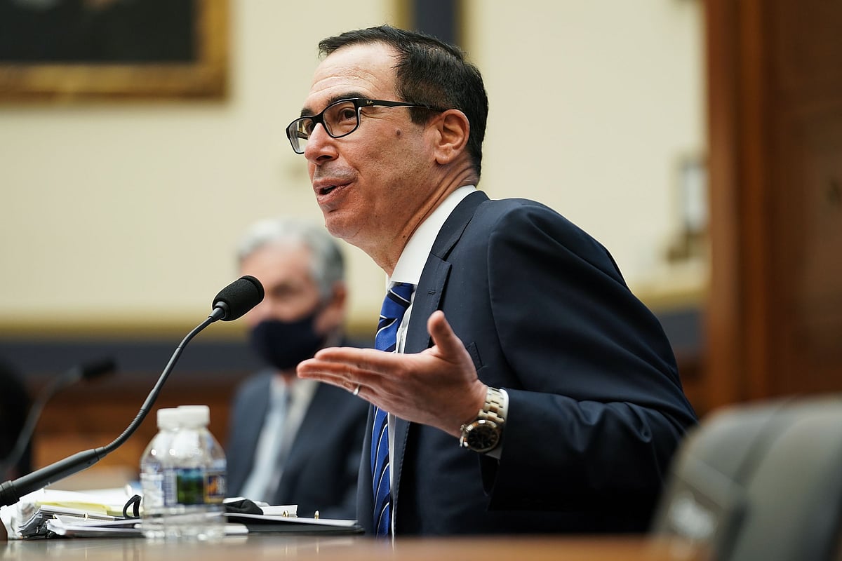 In this file photo taken on 2 December 2020, US Treasury Secretary Steven Mnuchin testifies during a House Financial Services Committee hearing on "Oversight of the Treasury Department's and Federal Reserve's Pandemic Response" in the Rayburn House Office Building in Washington, DC