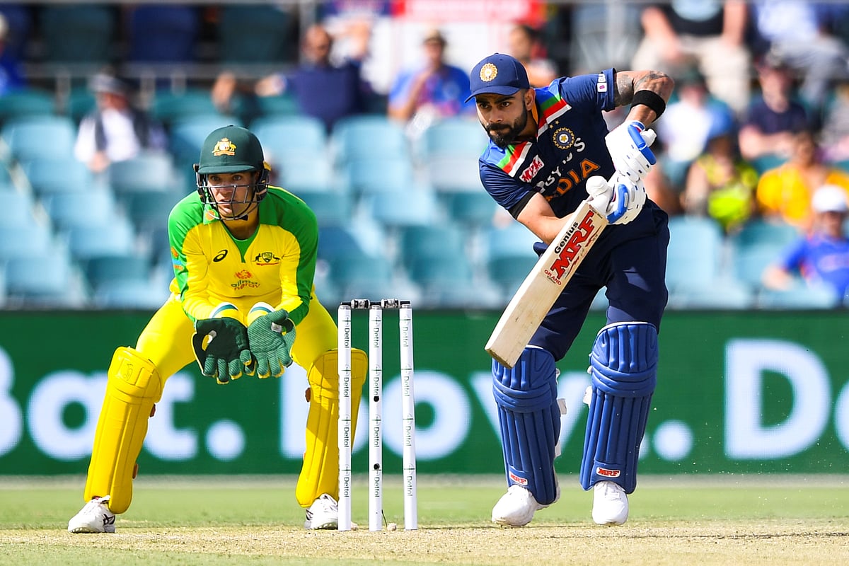 Virat Kohli of India bats in the third One Day International against Australia at Manuka Oval, Canberra, Australia on 2 December 2020