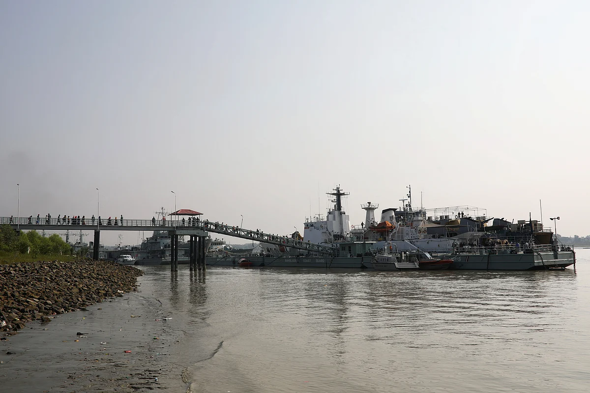 Rohingyas board a ship as they are moved to Bhasan Char island in Chattogram,, Bangladesh, on 4 December 2020