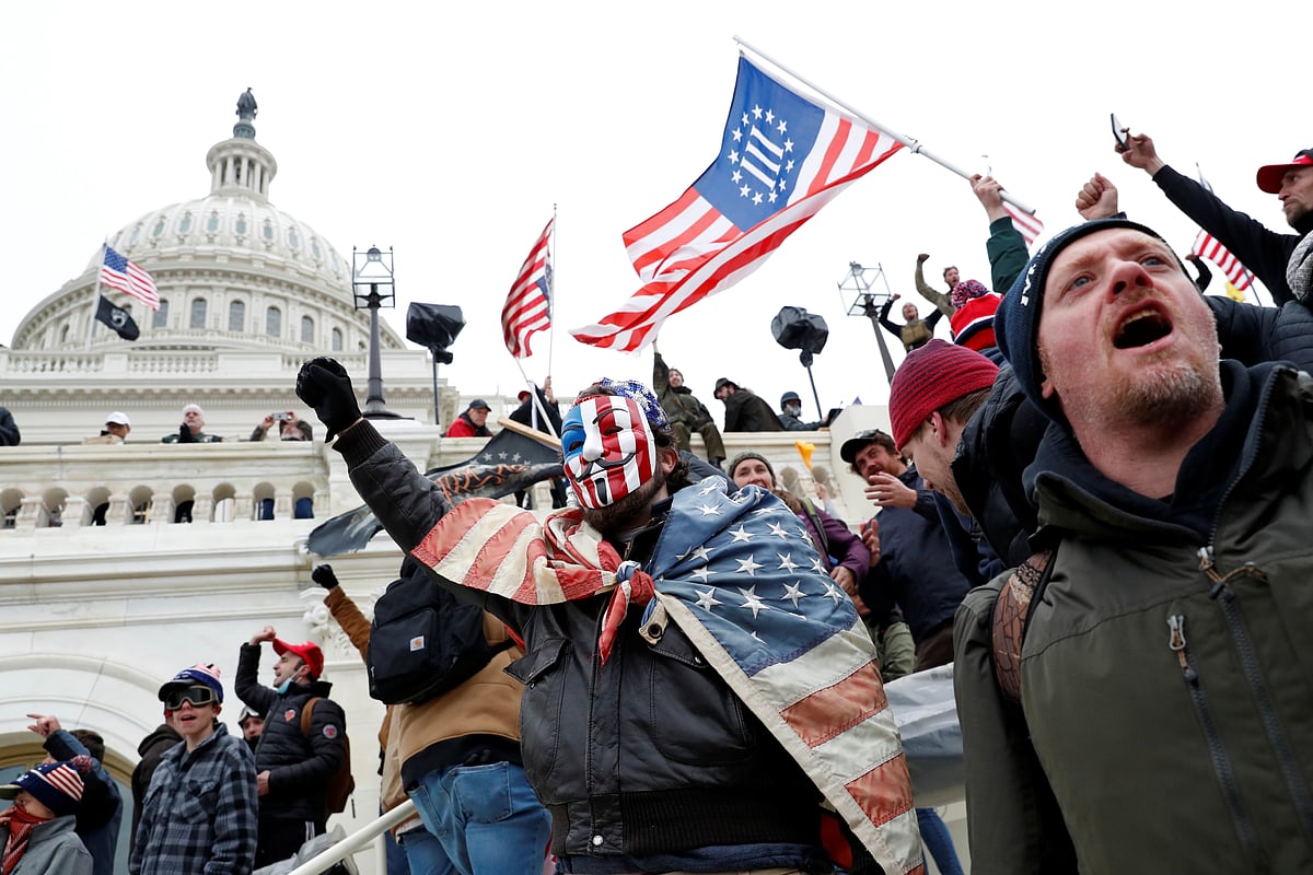 Protesters clash with Capitol police during a rally to contest the certification of the 2020 US presidential election results by the US Congress, at the US Capitol Building in Washington, US, 6 January, 2021