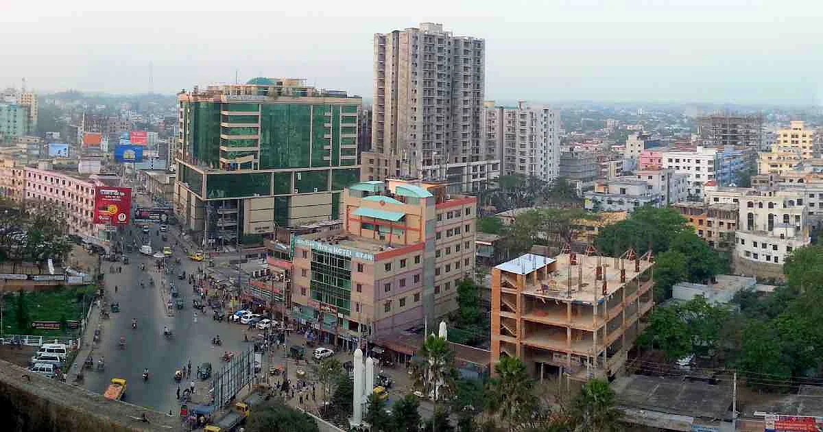This is an aerial view of the Sylhet city. Nine UK-returnees of the same family disappeared from a Sylhet hotel that has been converted to an institutional quarantine centre on Sunday, before returning around 12 hours later