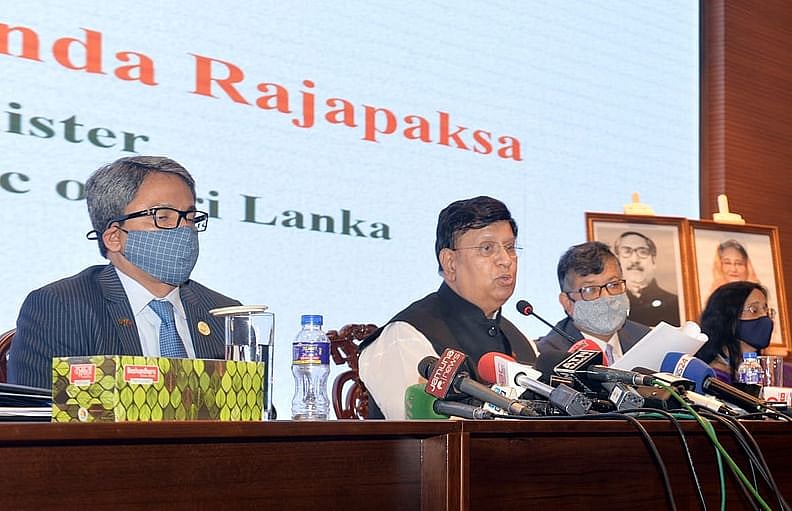 Foreign minister AK Abdul Momen speaks at a press conference at the Foreign Service Academy on Saturday