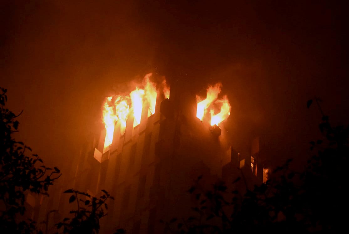 Massive fire broke out in a multistory building in Kolkata on Monday