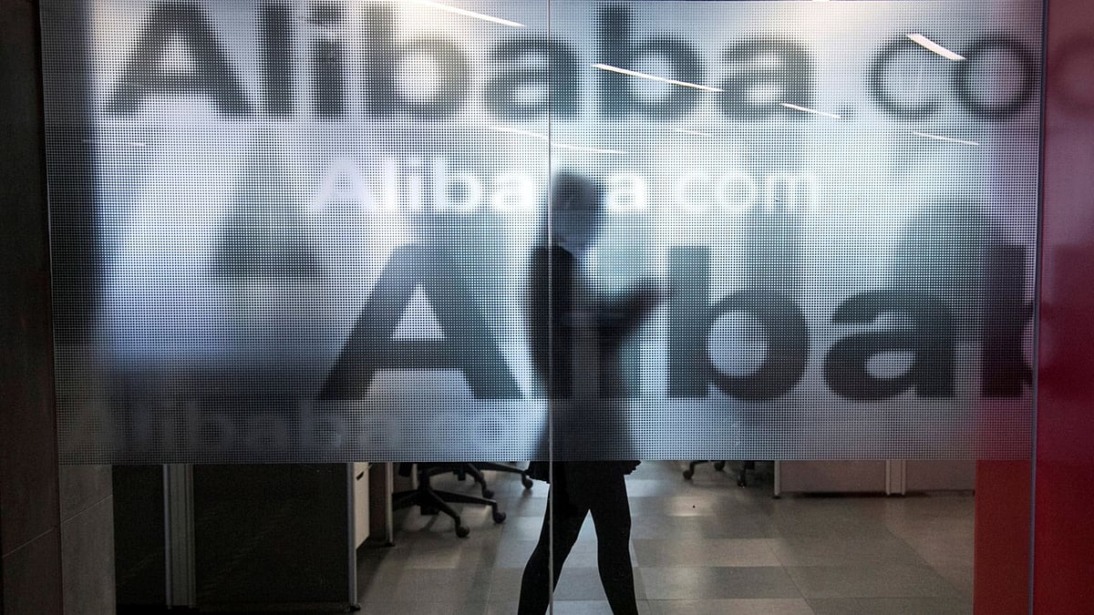 A logo of Alibaba at the company`s headquarters on the outskirts of Hangzhou, Zhejiang province, on 23 April 2014