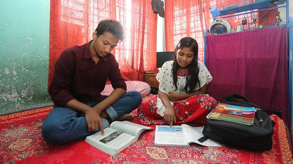 Hasan Mahmud and Farzana Akhter are a brother and sister who have received this scholarship. Hasan wants to be a banker and Farzana, a physician. Their father Forkan Howladar died in the Rana Plaza collapse. Photo taken in Mohakhali, Dhaka on 23 April 2021