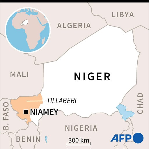 Map of Niger locating Tillaberi region where dozens of people were killed in clashes on Sunday
