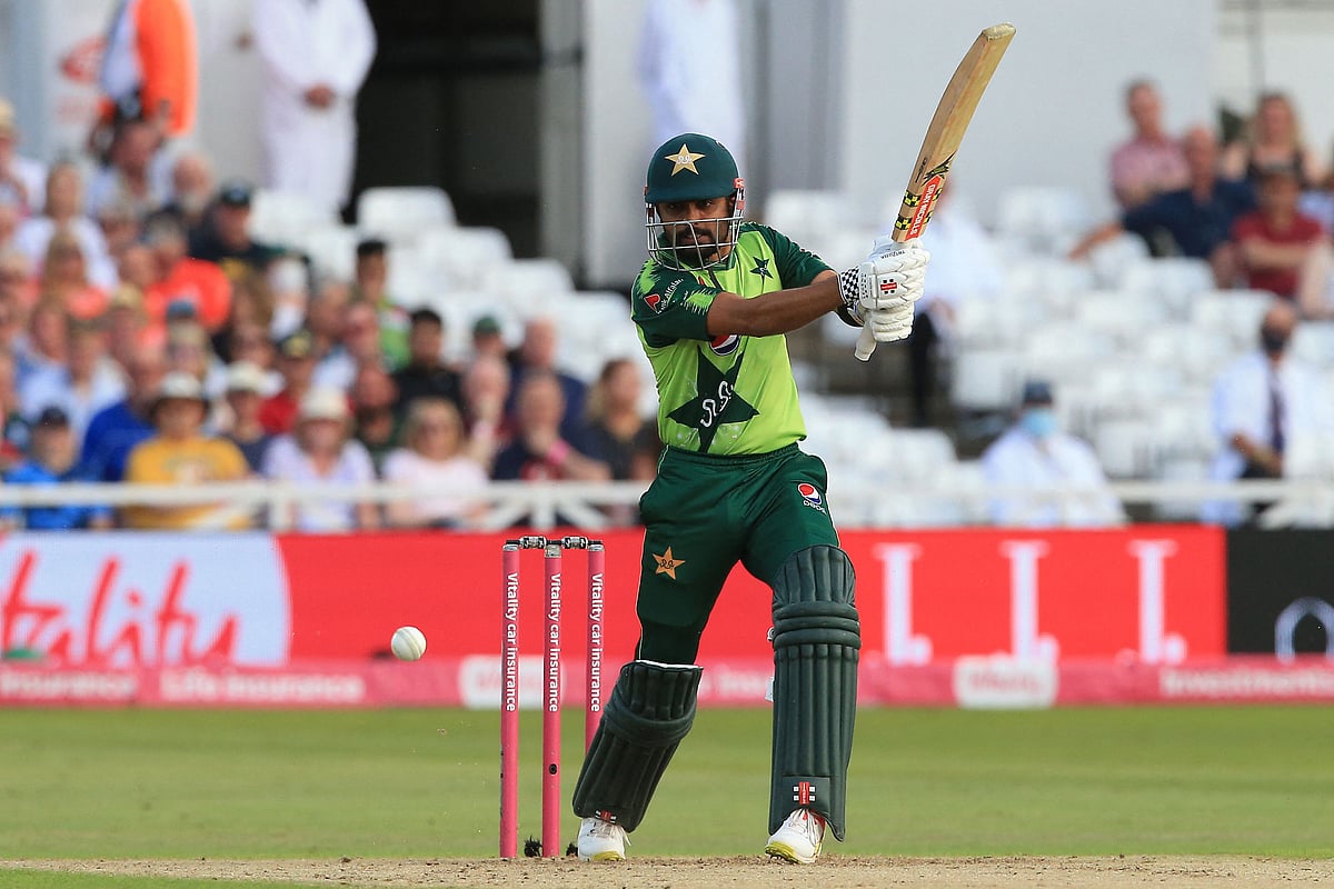 Pakistan's Babar Azam in action during the a T20 cricket match between England and Pakistan at Trent Bridge, Nottingham, England on 16 July , 2021