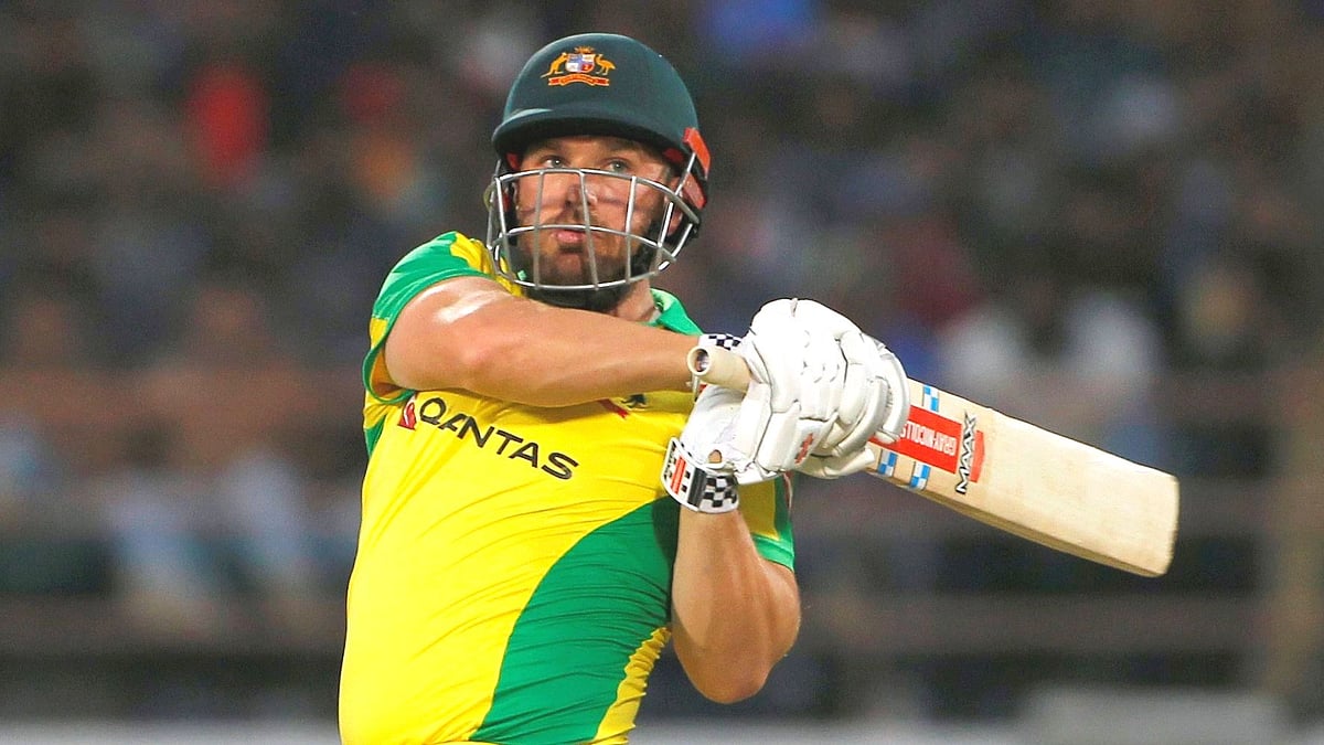 Australian skipper Aaron Finch plays a shot during the 2nd ODI match between India and Australia at the Saurashtra Cricket Association Stadium, in Rajkot on 17 January 2020