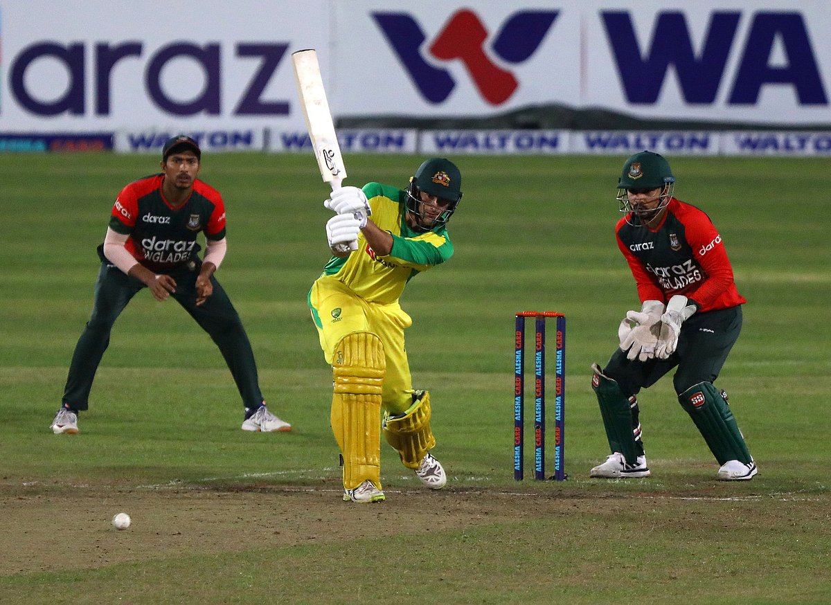 Australia's Ashton Agar plays a shot