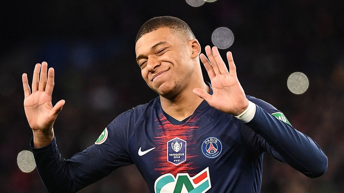 Paris Saint-Germain's French forward Kylian Mbappe celebrates after scoring a goal during the French Cup semi-final football match between Paris Saint-Germain and FC Nantes at the Parc des Princes stadium in Paris on 3 April 2019