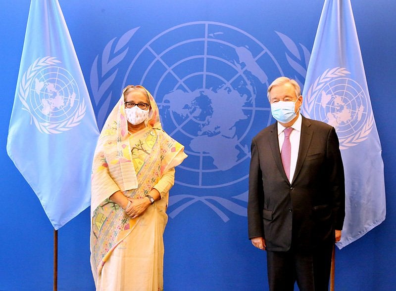 Prime minister Sheikh Hasina and United Nations secretary general António Guterres held bilateral talks on Thursday