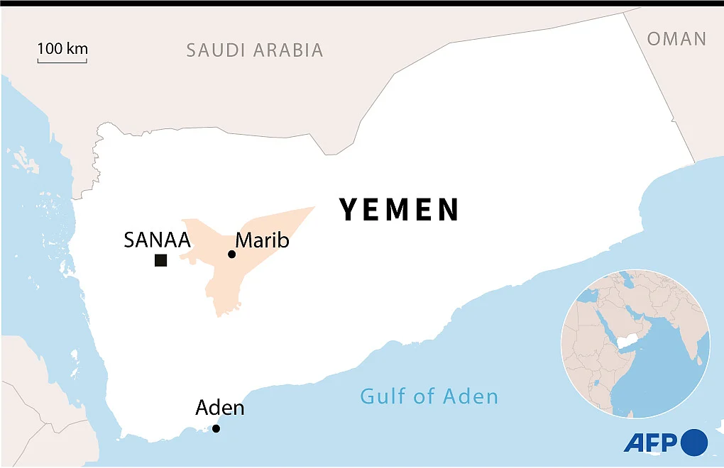 Map of Yemen locating the province of Marib