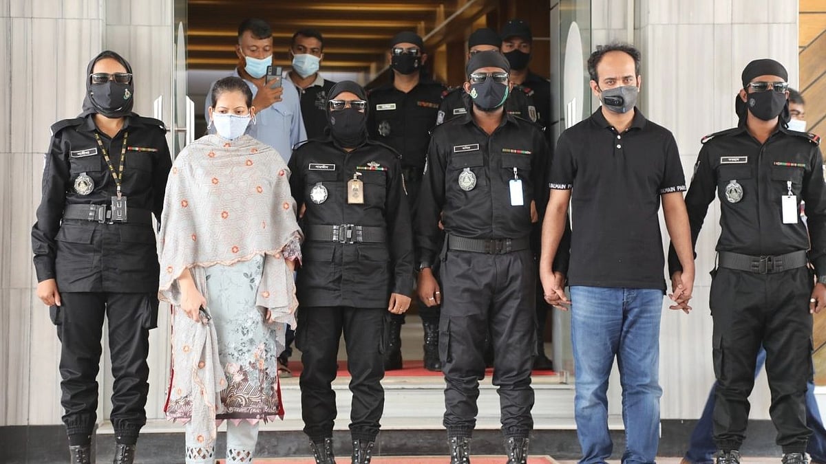 Evaly CEO Mohammad Rassel and his wife and the ecommerce chair Shamima Nasrin after a media conference at RAB headquarters on 17 September 2021