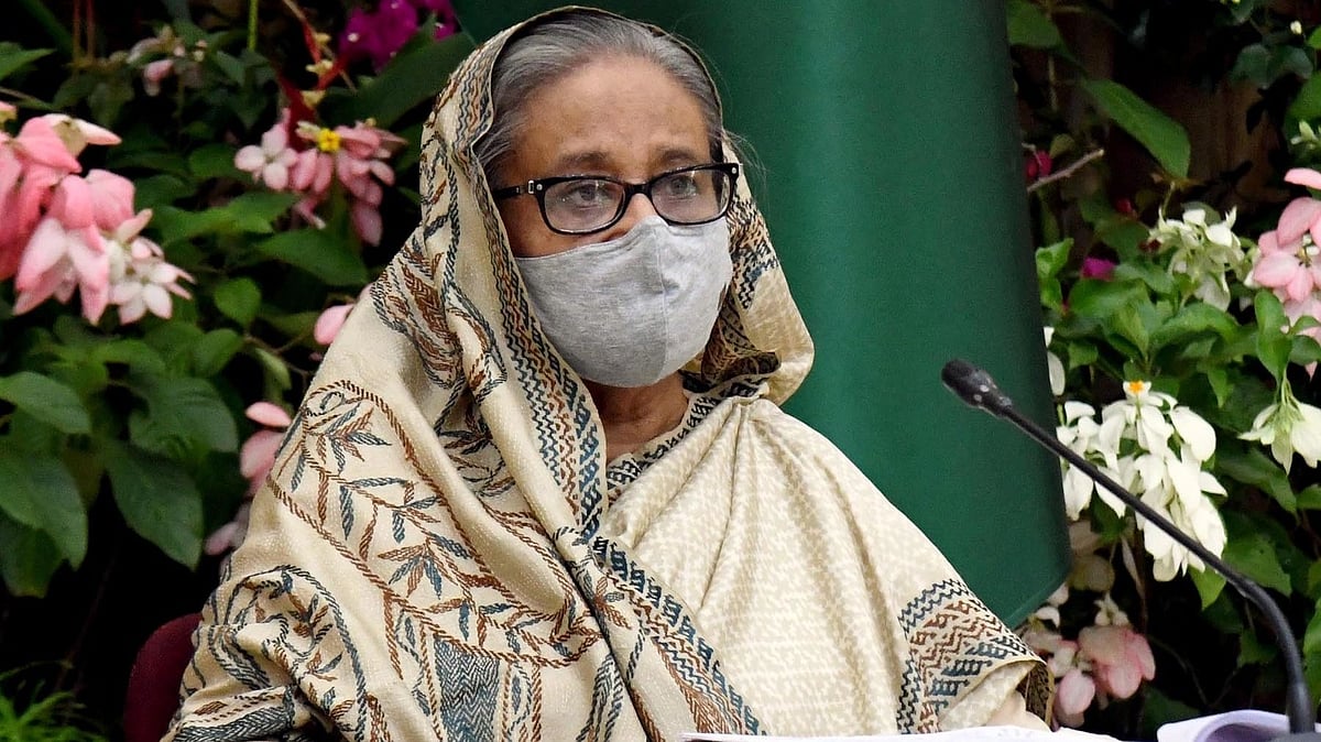 Prime minister Sheikh Hasina speaking at the press conference in her official residence Ganobhaban on 4 October on her recent visit to the United States to join the 76th session of the United Nations General Assembly (UNGA) in New York