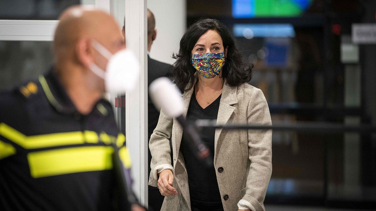 Mayor of Amsterdam Femke Halsema arrives for the Security Council in Utrecht on 29 November 2021 during the Covid-19 pandemic