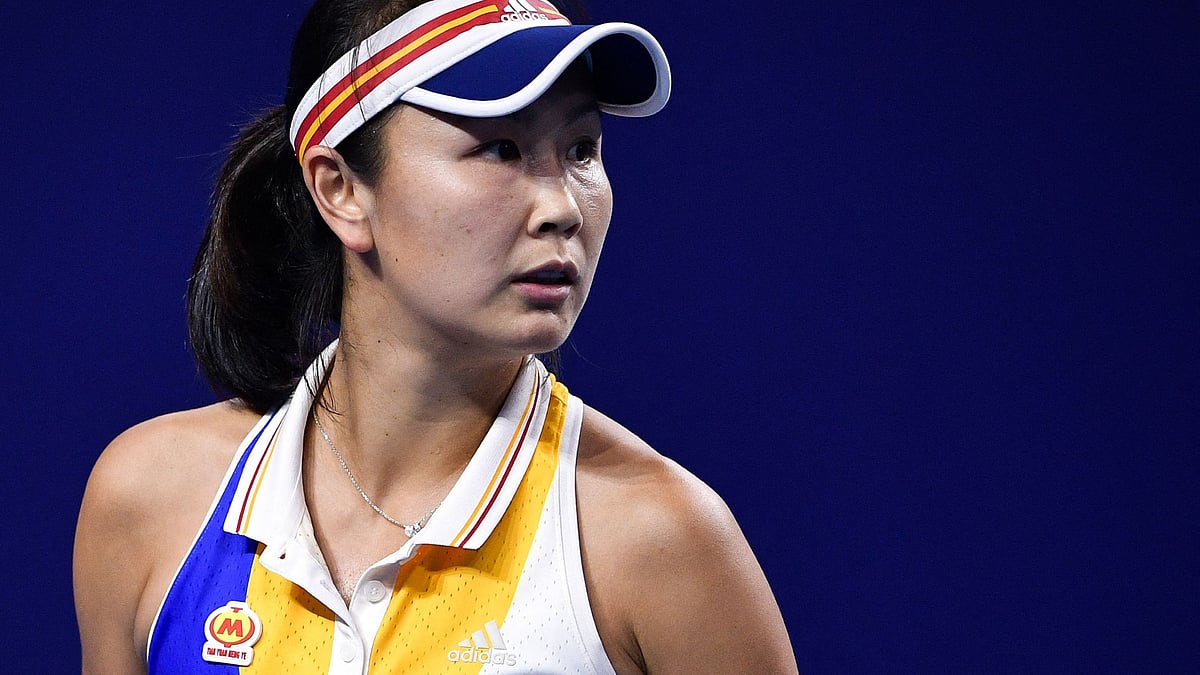 In this file photo taken on 3 November, 2017, Peng Shuai of China looks on during her women's singles match against Elena Vesnina of Russia at the Zhuhai Elite Trophy tennis tournament in Zhuhai