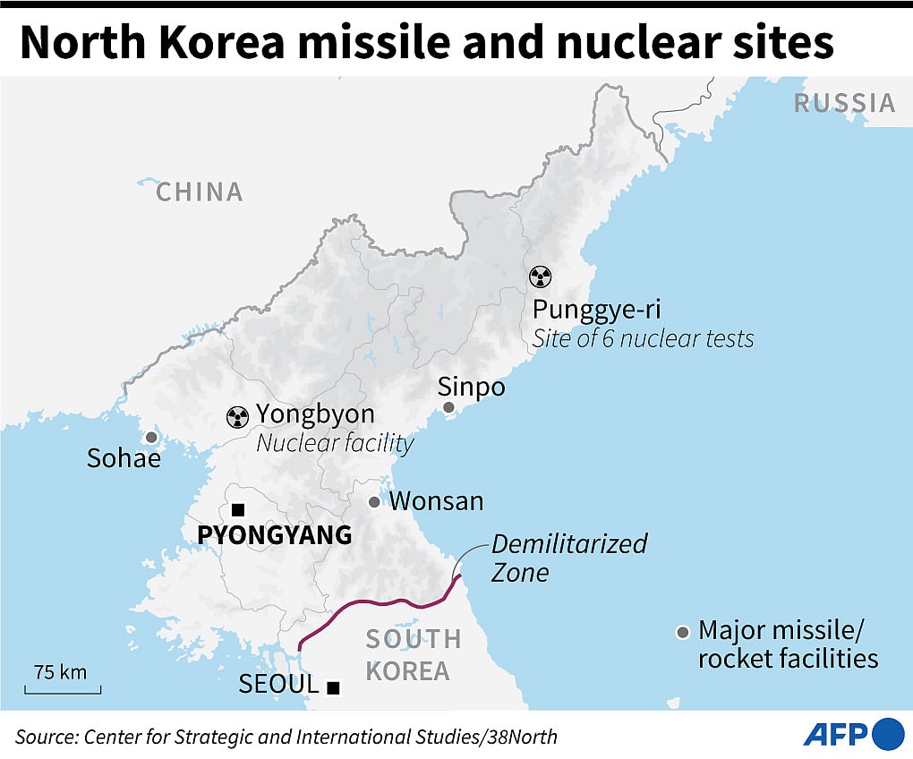Major missile and nuclear sites in North Korea