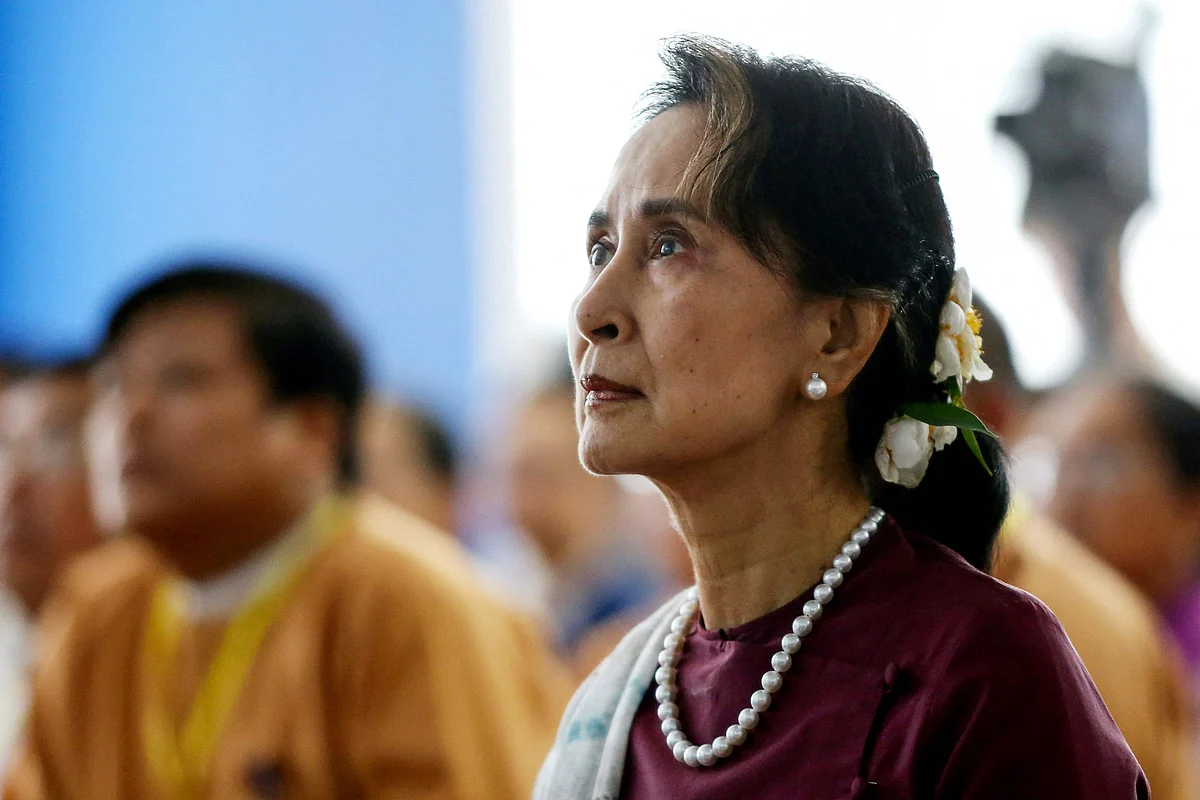 In this file photo taken on 17 July, 2019, Myanmar's State Counsellor Aung San Suu Kyi attends the opening ceremony of the Yangon Innovation Centre in Yangon