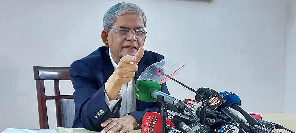BNP secretary general Mirza Fakhrul Islam Alamgir speaks to media.