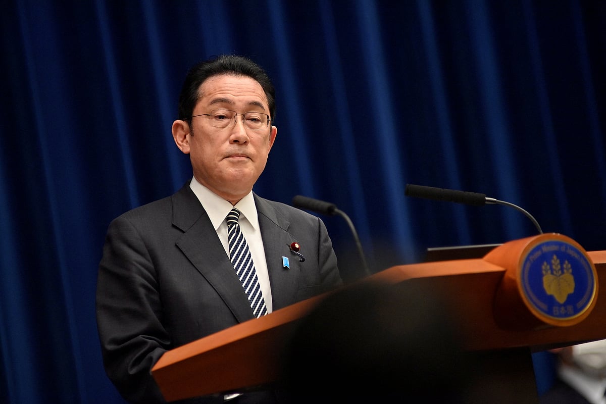 Japan's Prime Minister Fumio Kishida attends a news conference on the coronavirus (COVID-19) measures, in Tokyo, Japan on 17 February, 2022