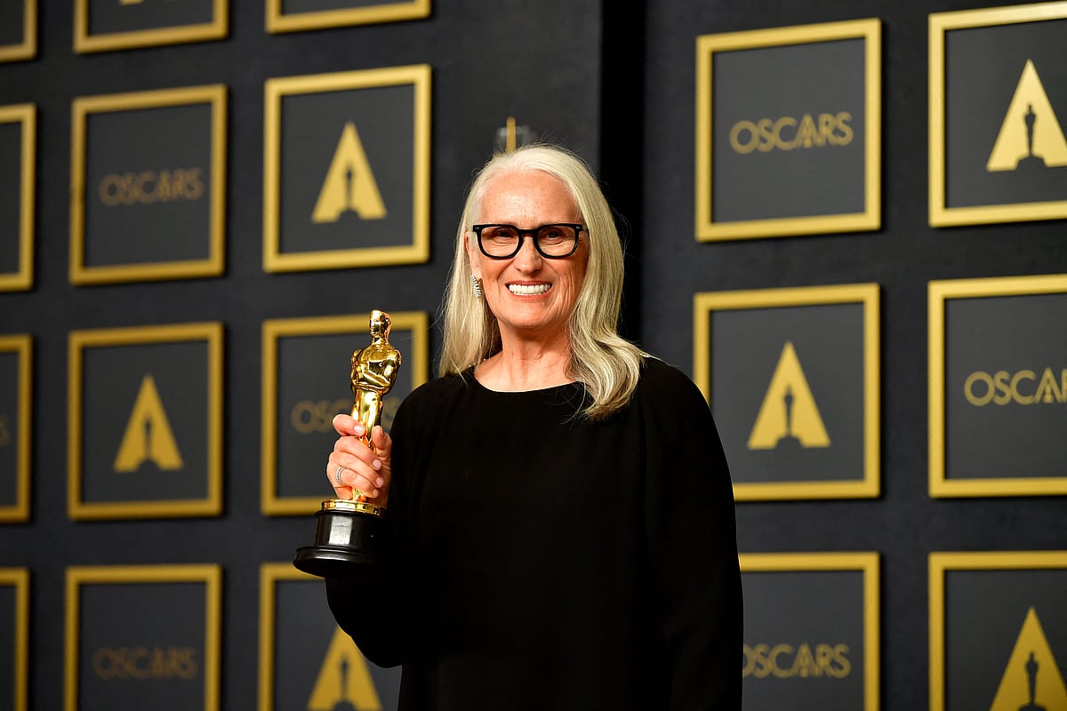 New Zealand Director Jane Campion poses with the award for Directing "The Power Of The Dog" in the press room during the 94th Oscars at the Dolby Theatre in Hollywood, California on 27 March, 2022